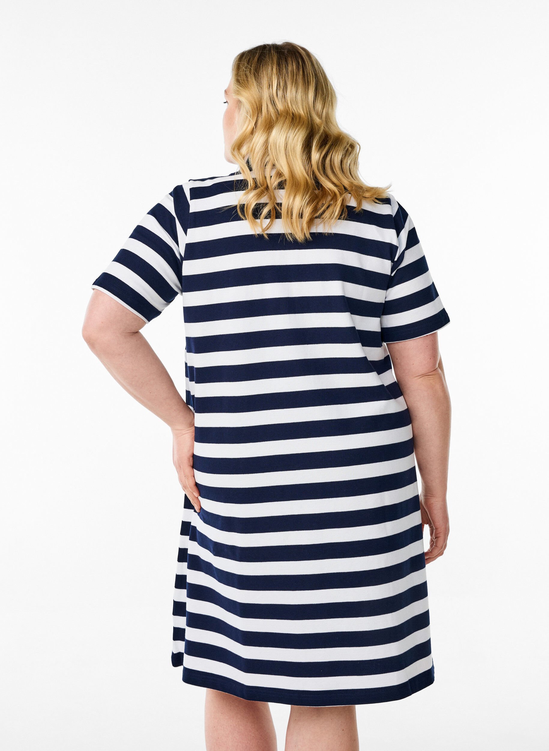 Zizzifashion Short A-line polo dress, Blue, Model image number 2