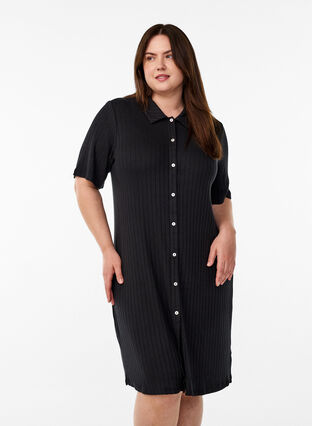 black jersey dress knee length Knee-length jersey dress with pockets and A-line shape - Black - Sz. 40-64