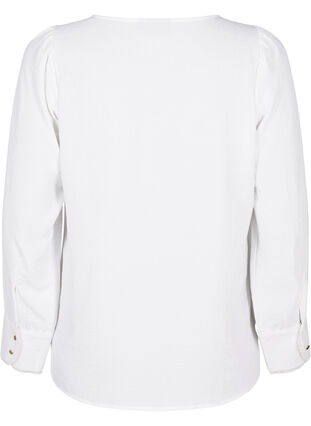 Long-sleeved blouse with texture, Bright White, Packshot image number 1
