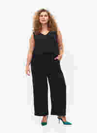 Sleeveless jumpsuit in viscose, Black, Model