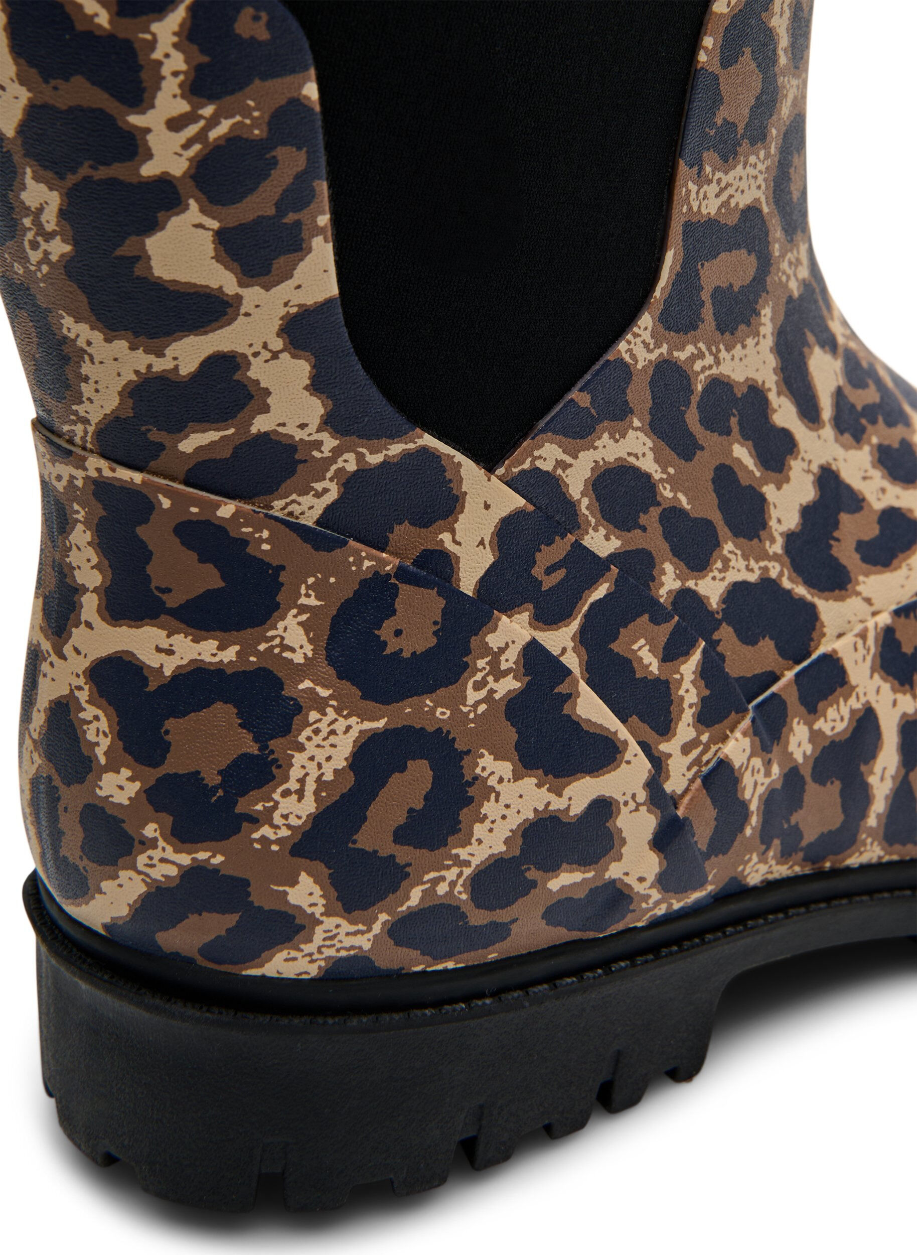 Zizzifashion Wide fit - Short wellies with elastic neoprene shaft, Leopard AOP, Packshot image number 4