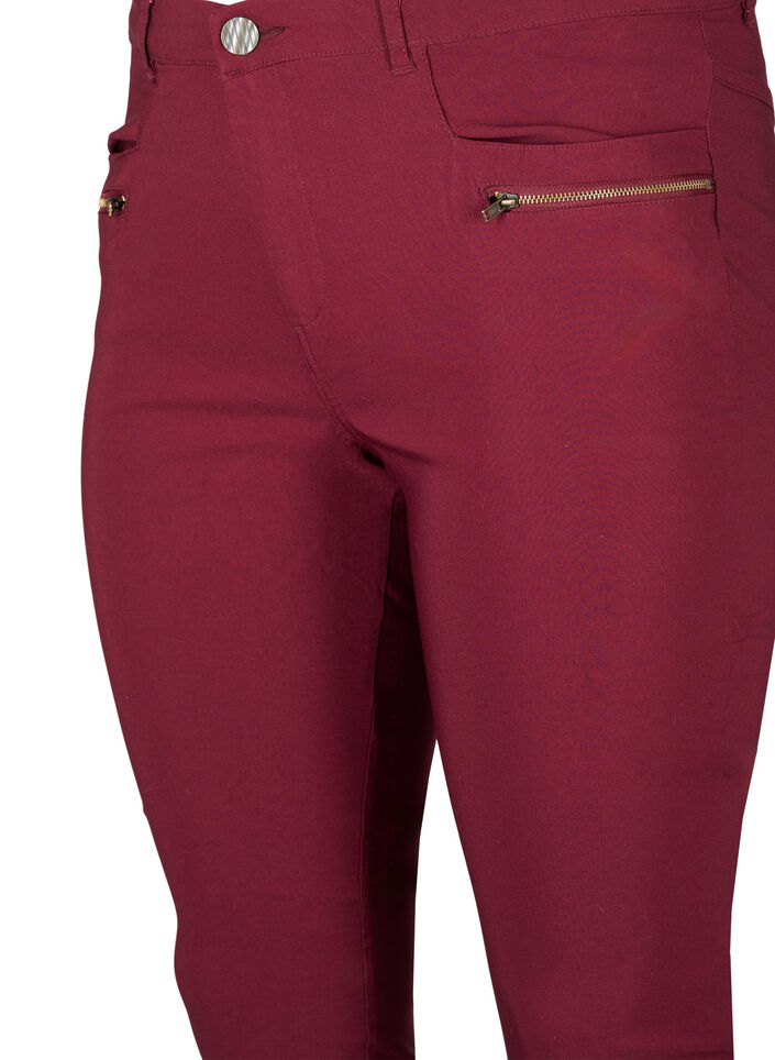 Close-fitting trousers with zipper details, Red, Packshot image number 2