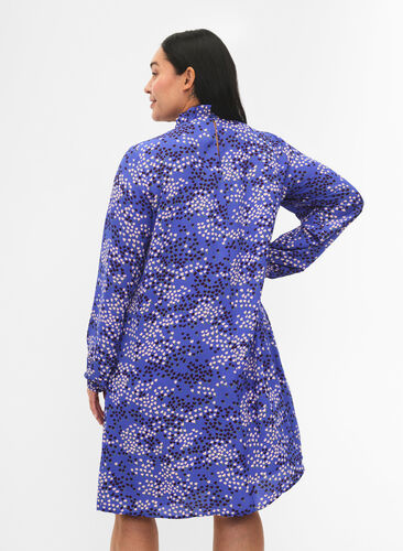 FLASH - Long sleeve dress with print, Dazzling Blue AOP, Model image number 1