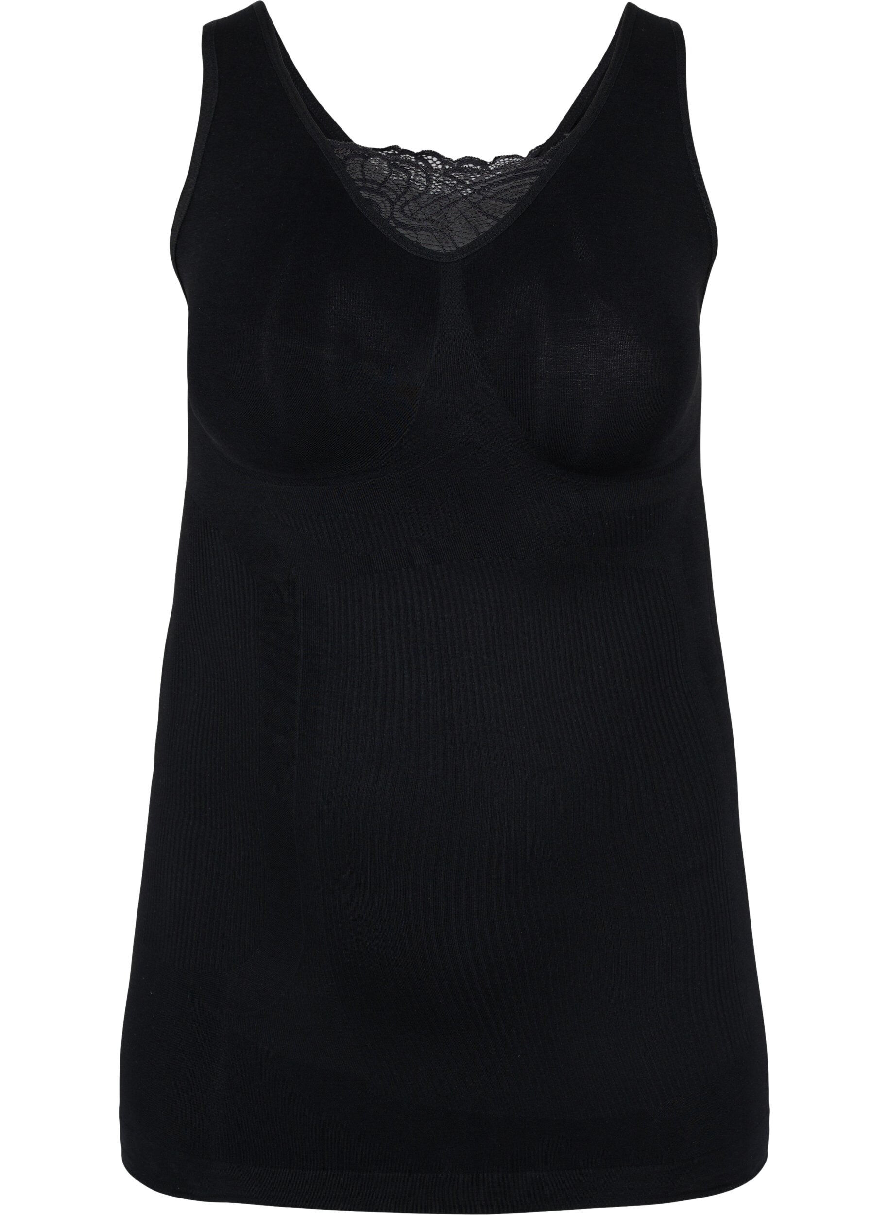 Zizzifashion Shapewear top with lace detail, Black, Packshot image number 0