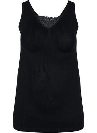 Shapewear top with lace detail, Black, Packshot image number 0