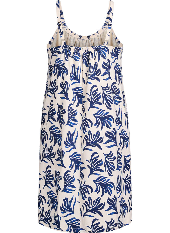 Knee-length strap dress in organic cotton, White, Packshot image number 1
