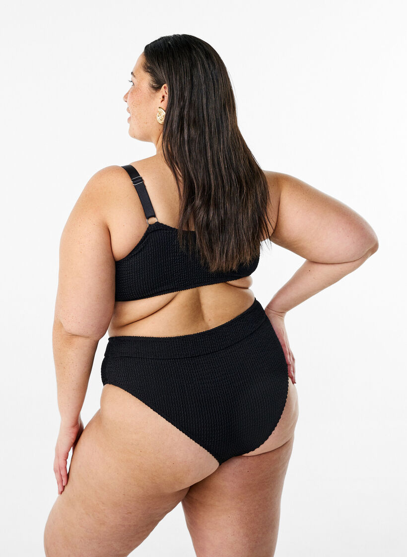 Brazilian bikini briefs in crepe, Black, Model image number 2