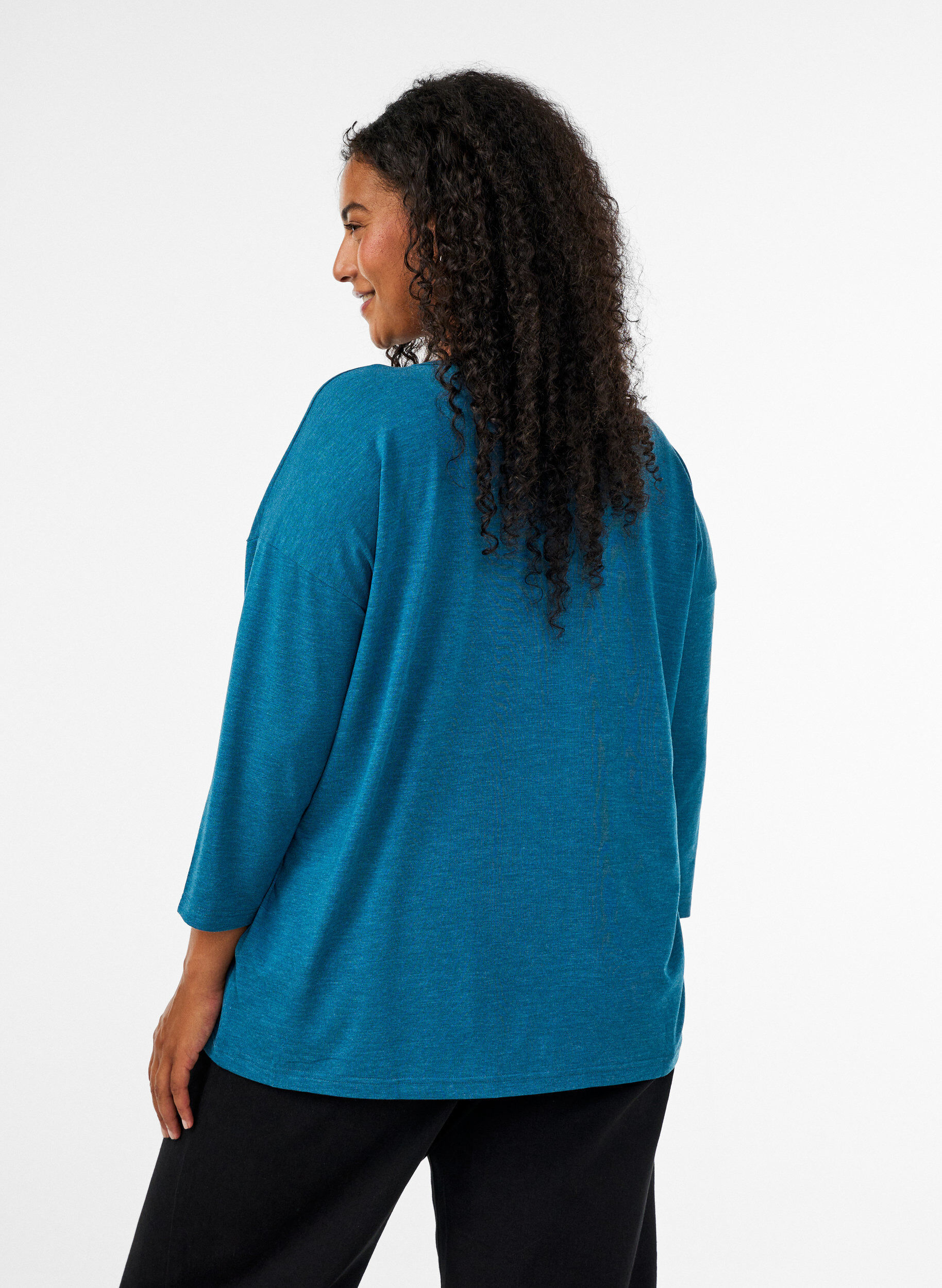 ZizzifashionJersey blouse with 3/4 sleeves, Blue, Model image number 2