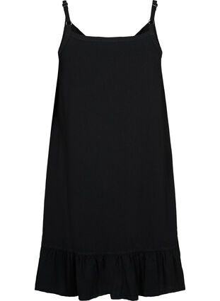 Cotton dress with thin straps and an A-line cut, Black, Packshot image number 1