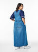 Midi denim overall dress, Blue Denim, Model image number 1