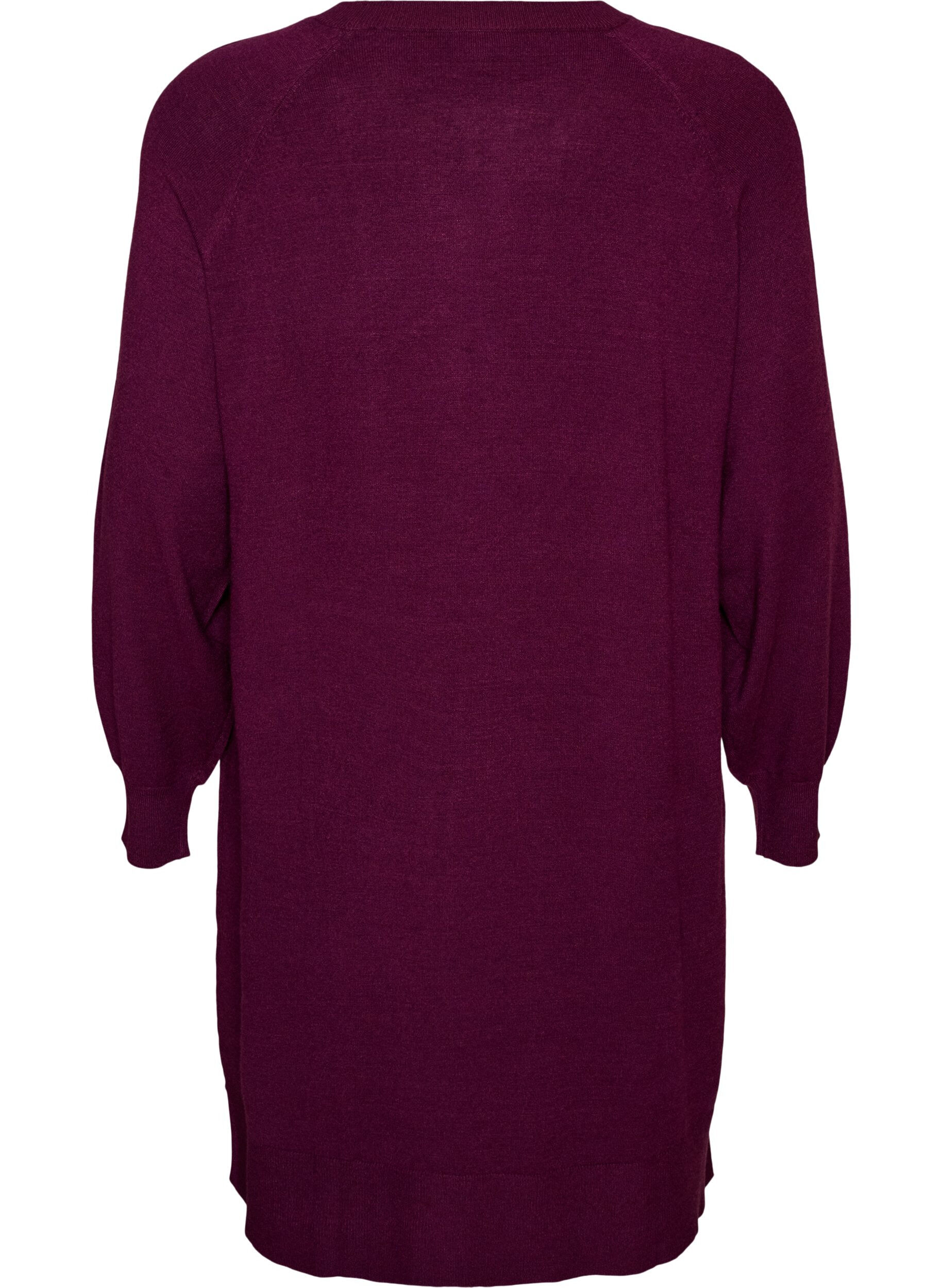 ZizzifashionShort knitted dress with raglan sleeves and a centre seam, Red, Packshot image number 1