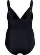 Swimsuit with v-neck and mesh detail, Black, Packshot image number 1