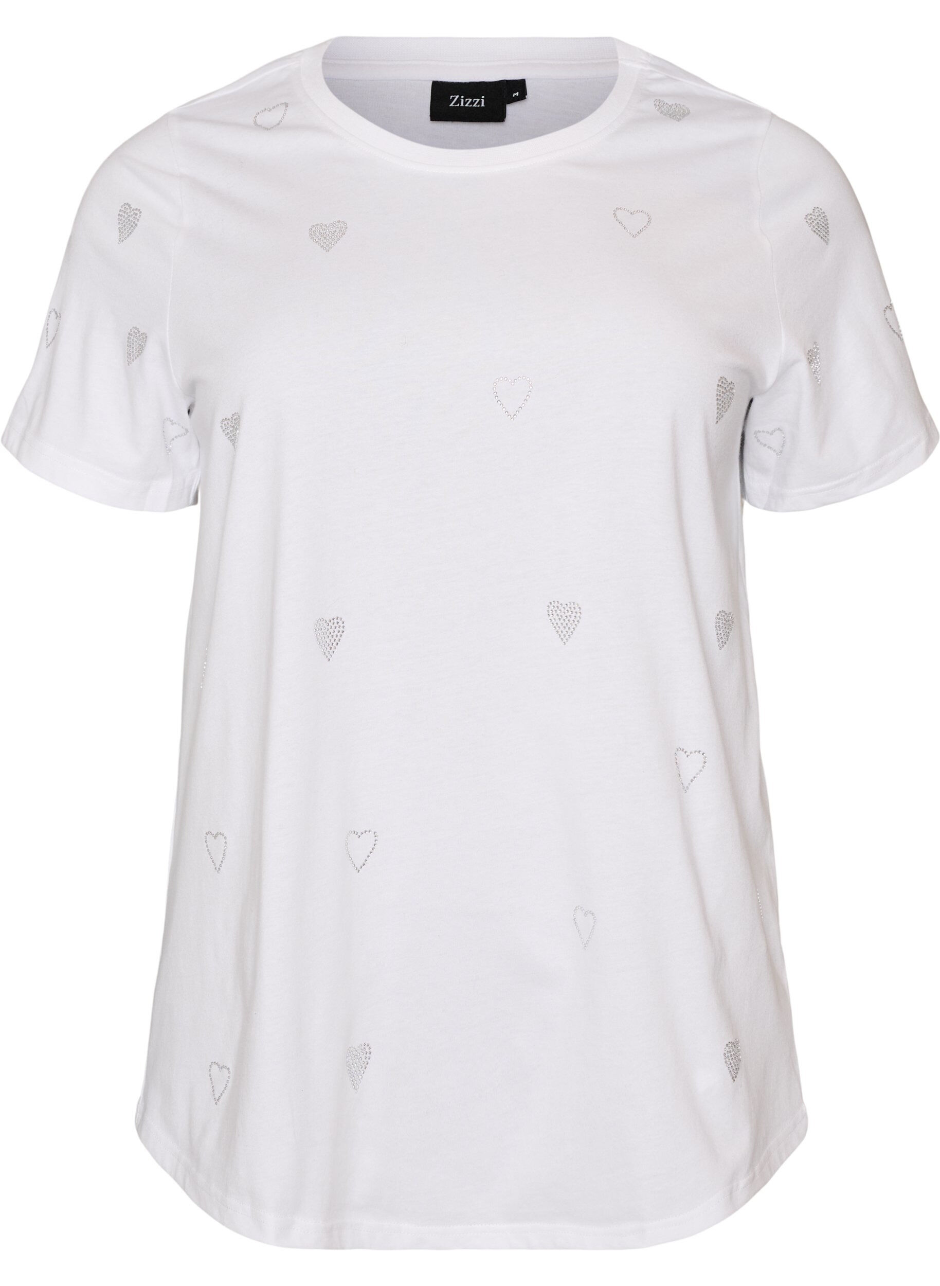 ZizzifashionOrganic cotton t-shirt with hearts, White, Packshot image number 0