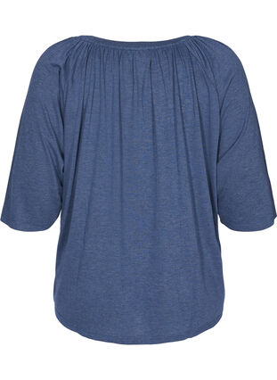 Plain blouse with 2/4 sleeves, Navy Blazer Mél, Packshot image number 1