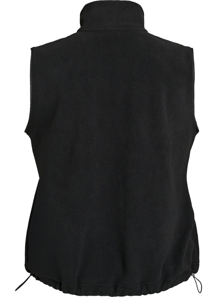 Fleece vest with high collar and drawstring bottom, Black, Packshot image number 1