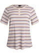 Rib T-shirt with stripes and button detail, Purple, Packshot image number 0