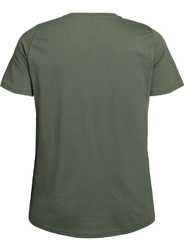 Short sleeve t-shirt with v-neckline, Green, Packshot image number 1