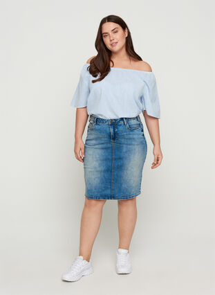 Denim skirt with pockets, Blue denim, Model image number 2