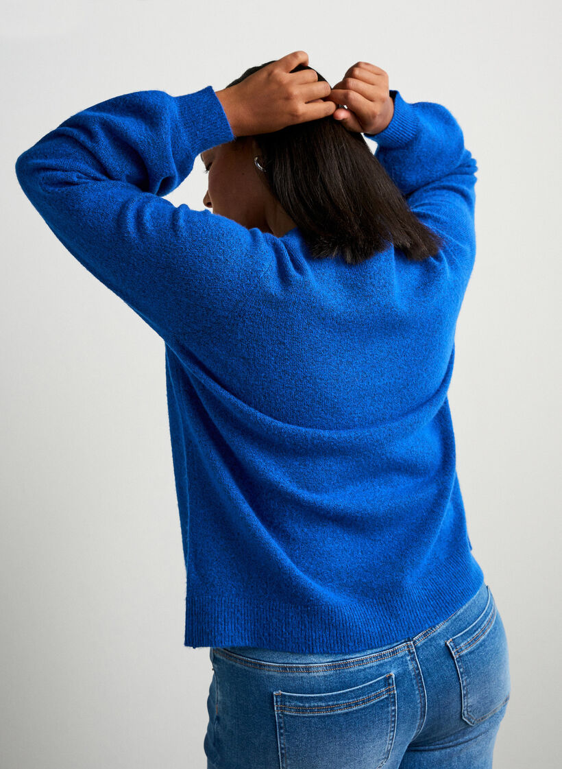 Cardigan in soft knit with gold-coloured buttons, Turquoise, Model image number 2