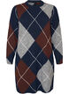 Knitted dress with large check pattern, Blue, Packshot image number 0