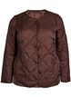 Quilted jacket with press studs and a round neck, Brown, Packshot image number 0