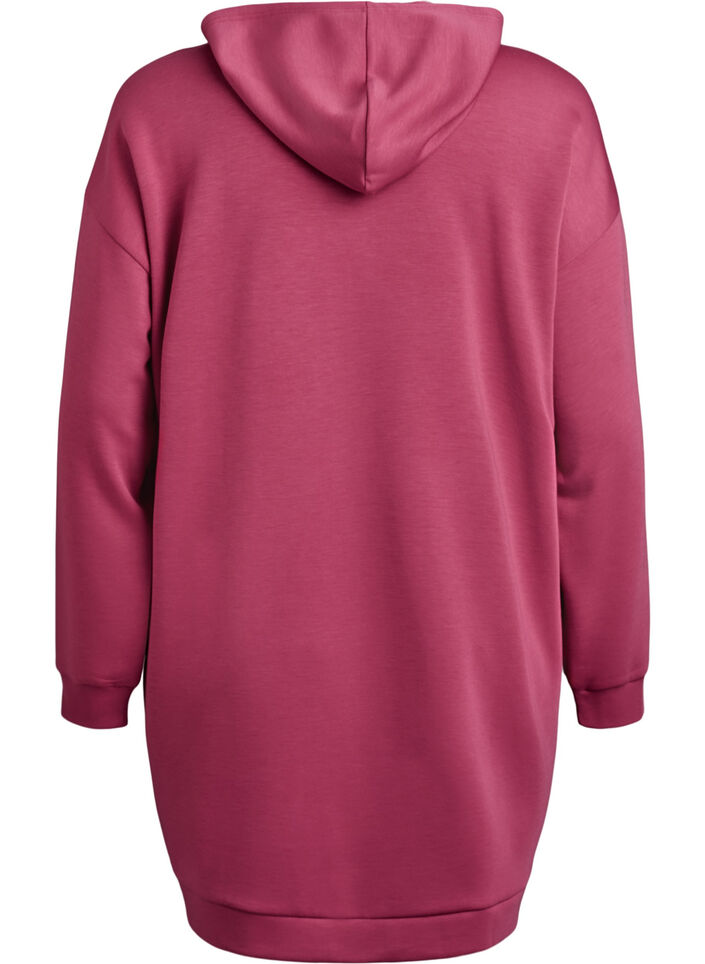 Short hoodie dress with a kangaroo pocket, Rose, Packshot image number 1
