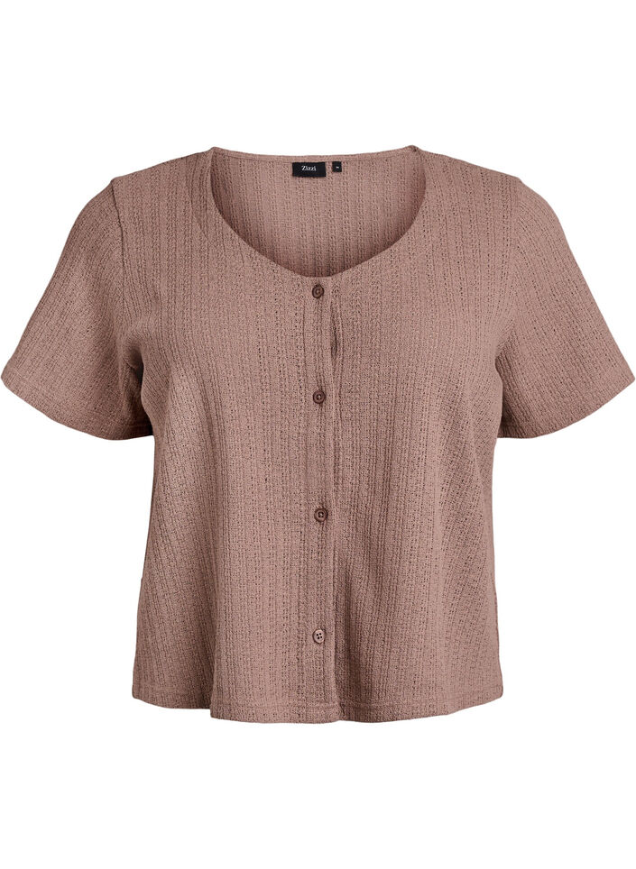 Jersey cardigan with short sleeves, Brown, Packshot image number 0