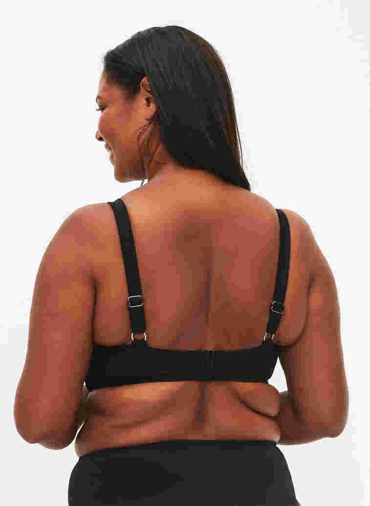 Bikini top with drape front, Black, Model image number 2