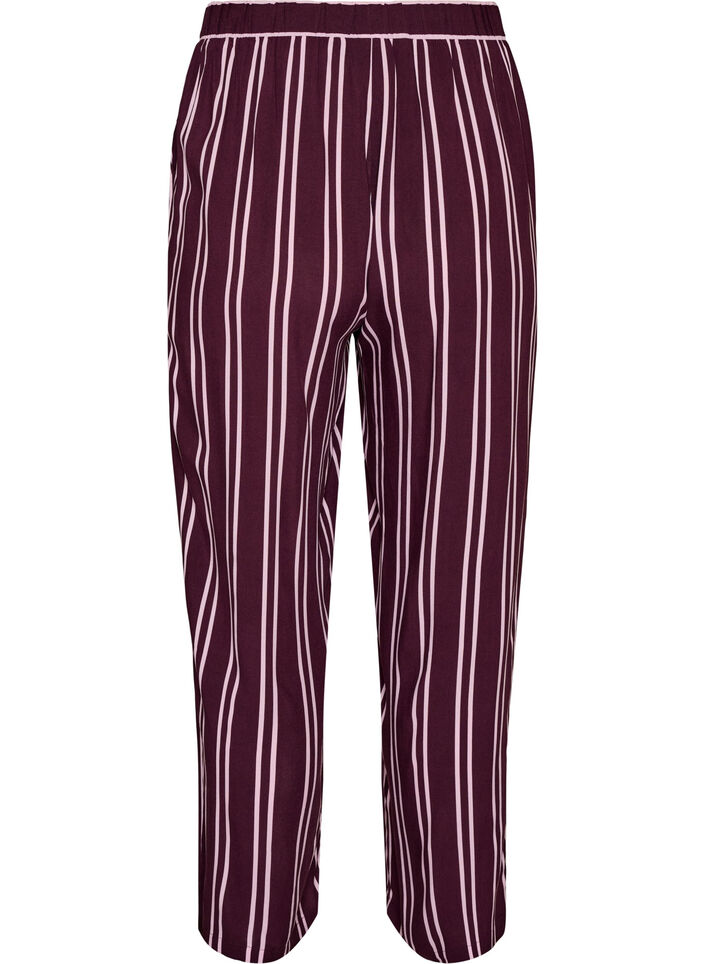 Loose pyjama bottoms with stripes, Dark Bordeaux, Packshot image number 1