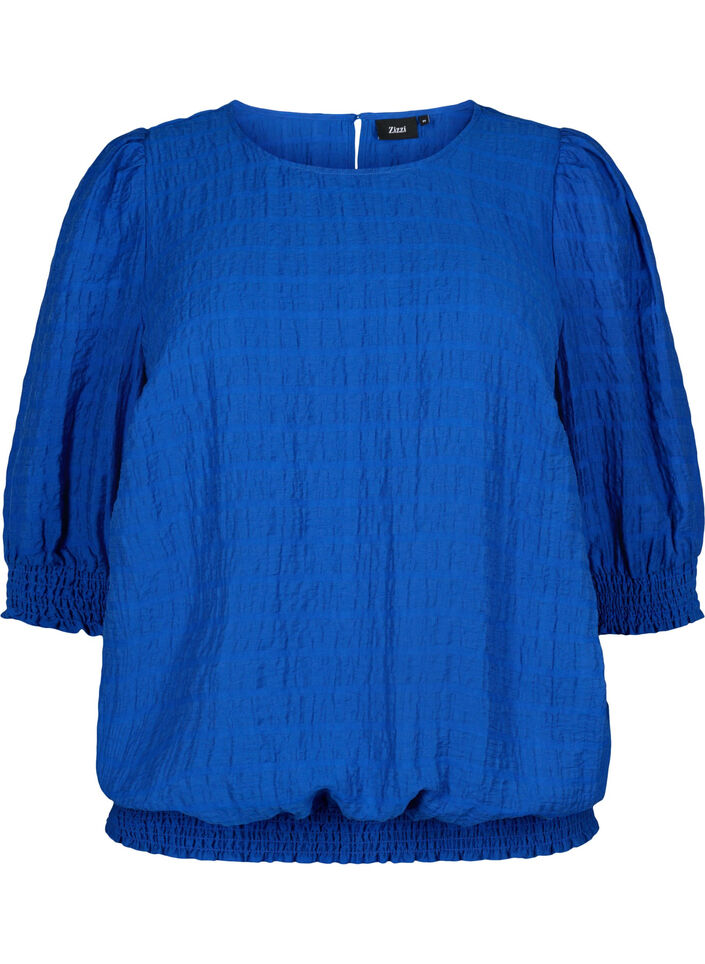 Smock blouse with lyocell (TENCEL™), Strong Blue, Packshot image number 0