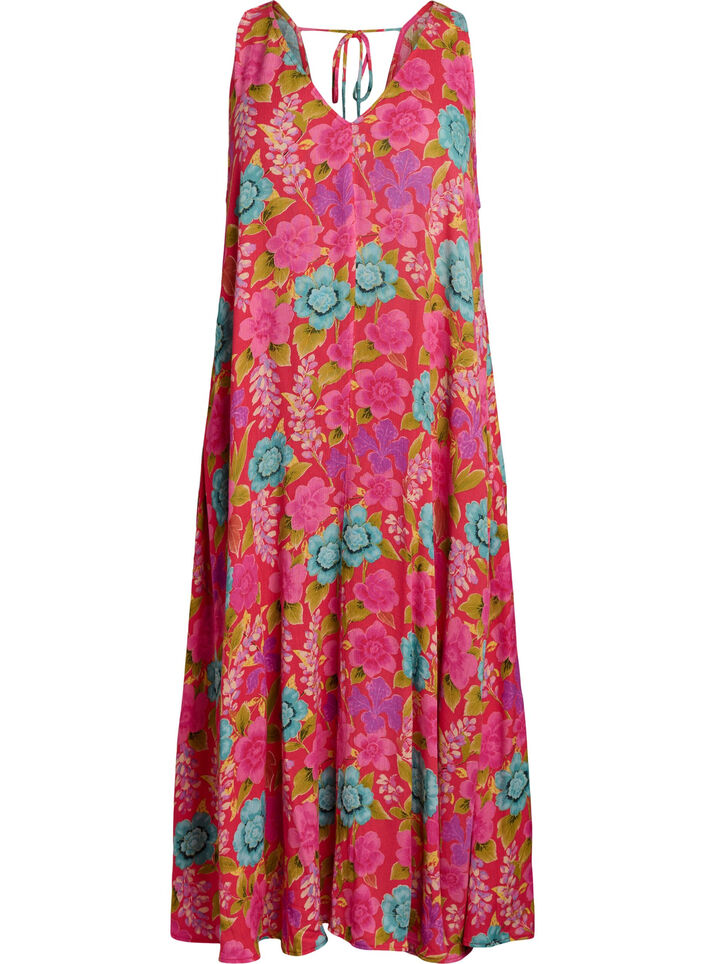 Sleeveless A-line maxi dress with a V-neck, Red, Packshot image number 0