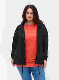 Parka jacket with hood and welt pockets, Black, Model