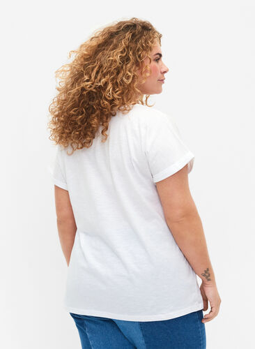 Printed T-shirt in organic cotton, Bright White, Model image number 1