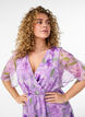Long chiffon dress with floral print and short sleeves, Purple, Model image number 2