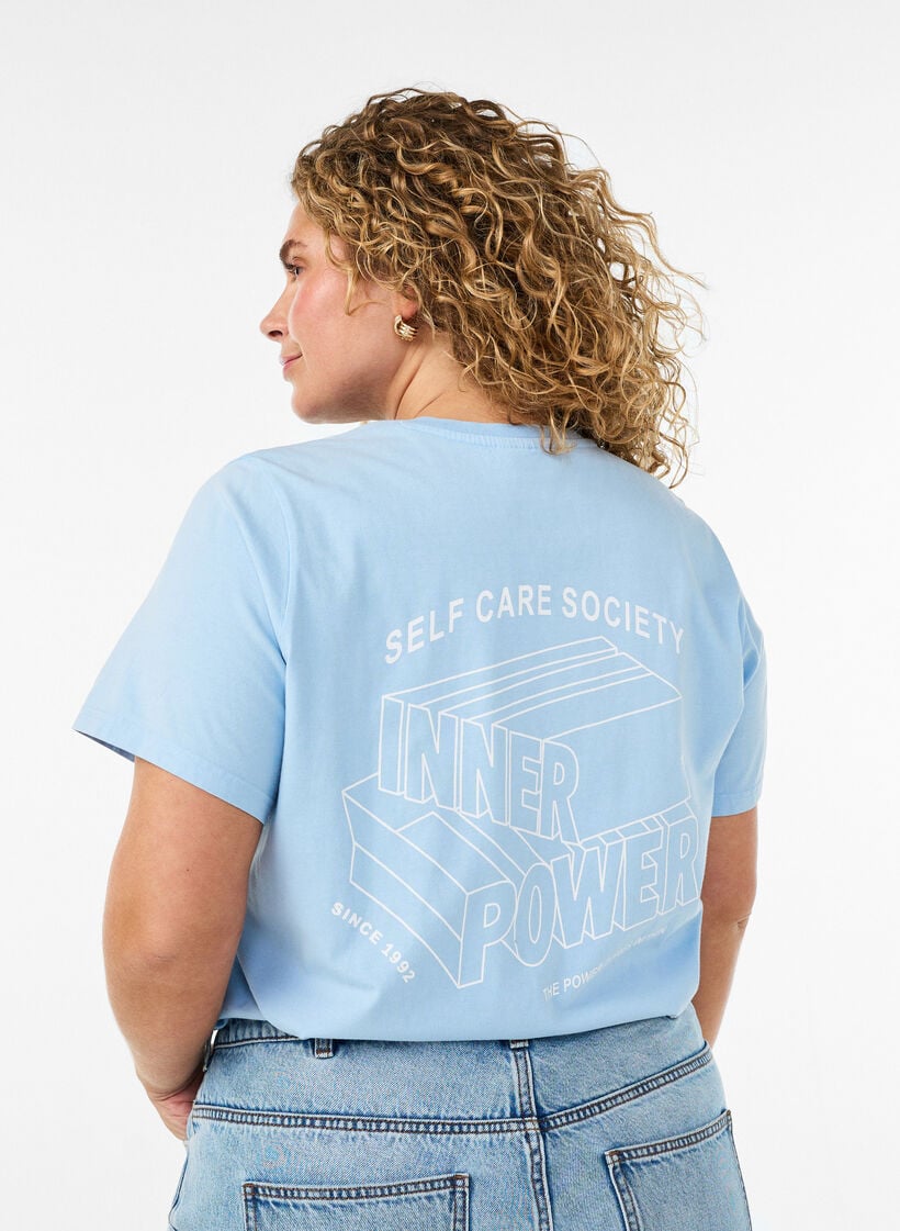 Organic cotton graphic T-shirt, Light Blue, Model image number 0