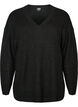 Long rib-knit blouse with a V-neck, Black, Packshot image number 0