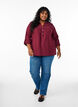 Blouse in cotton muslin with broderie anglaise, Dark Bordeaux, Model image number 1