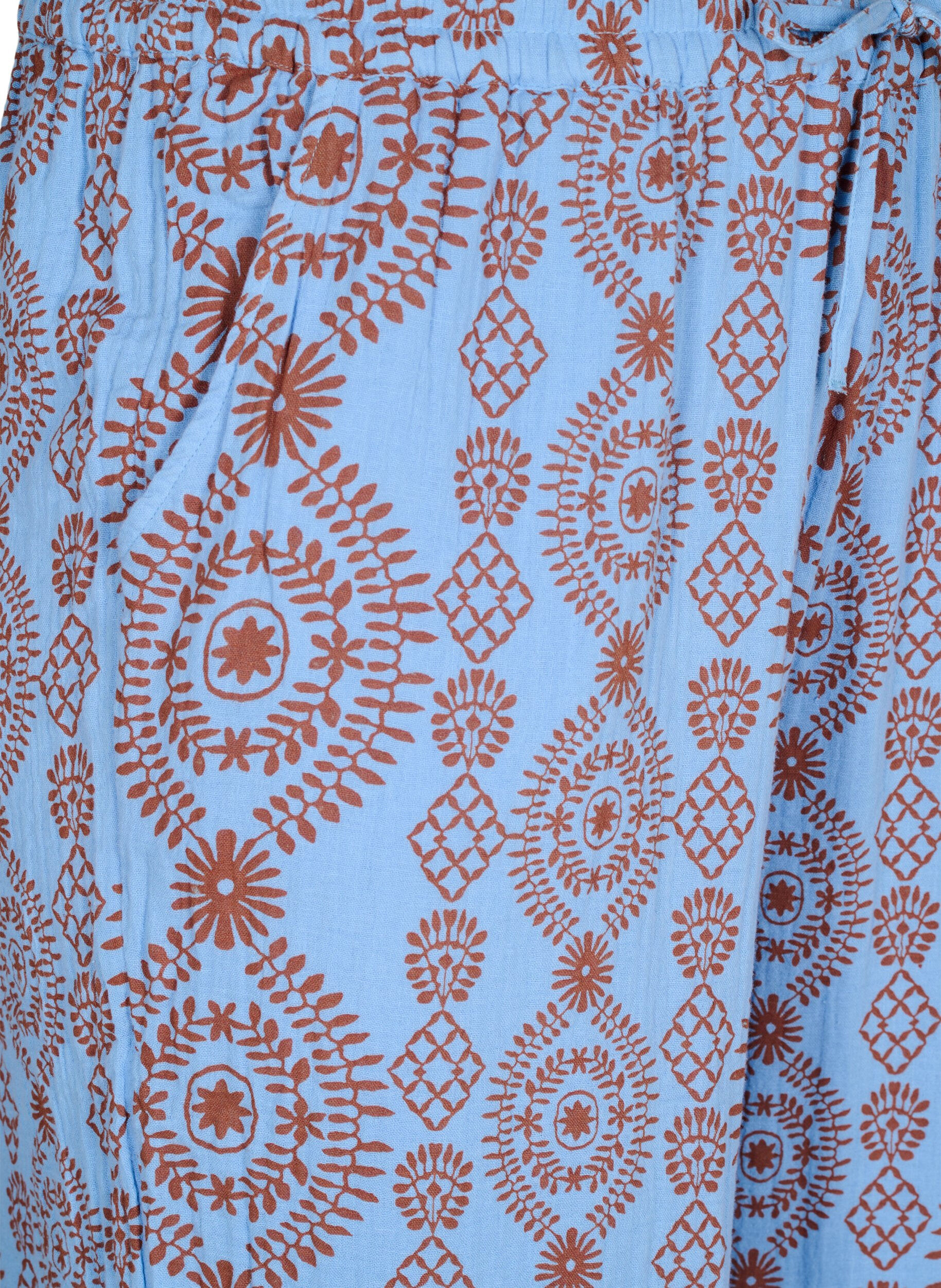 Zizzifashion Loose trousers in cotton muslin with polka dots, Light Blue, Packshot image number 2