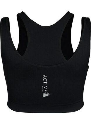 Seamless sports bra with double layer, Black, Packshot image number 1