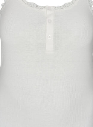 Ribbed tank top with lace and buttons, White Cream, Packshot image number 2