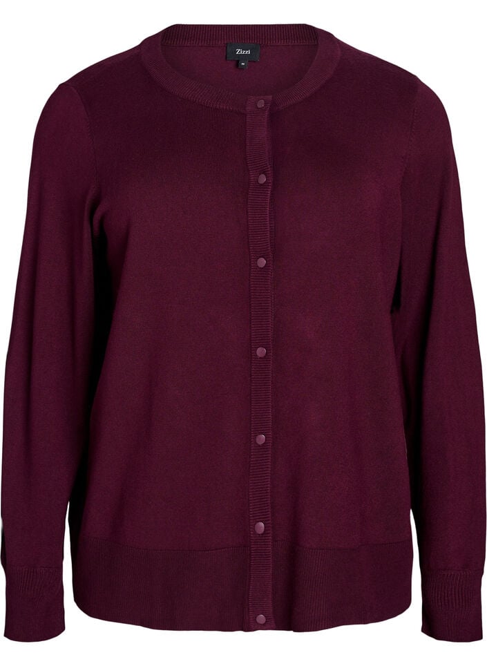Knitted cardigan with round neck and buttons, Red, Packshot image number 0