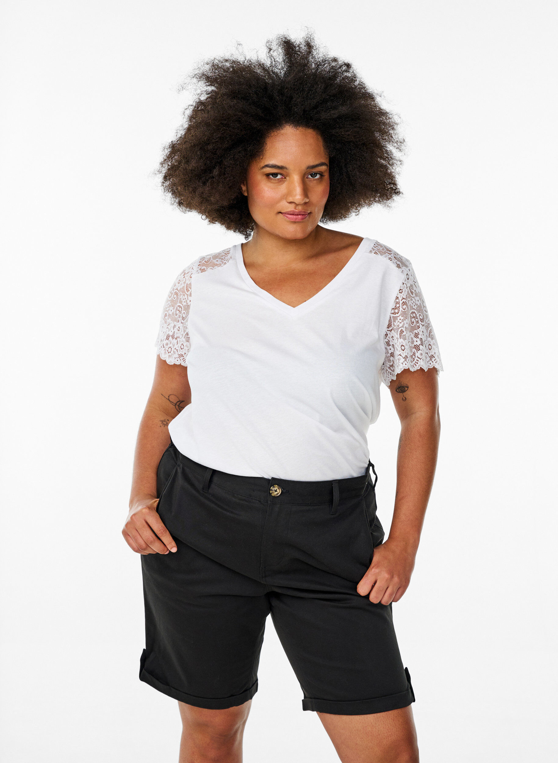 Zizzifashion Chino shorts with pockets, Black, Model image number 0