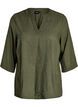 Cotton blouse with embroidered details and 3/4 sleeves, Green, Packshot image number 0