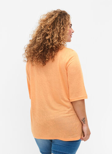 Blouse with 3/4 sleeves, Mock Orange, Model image number 1