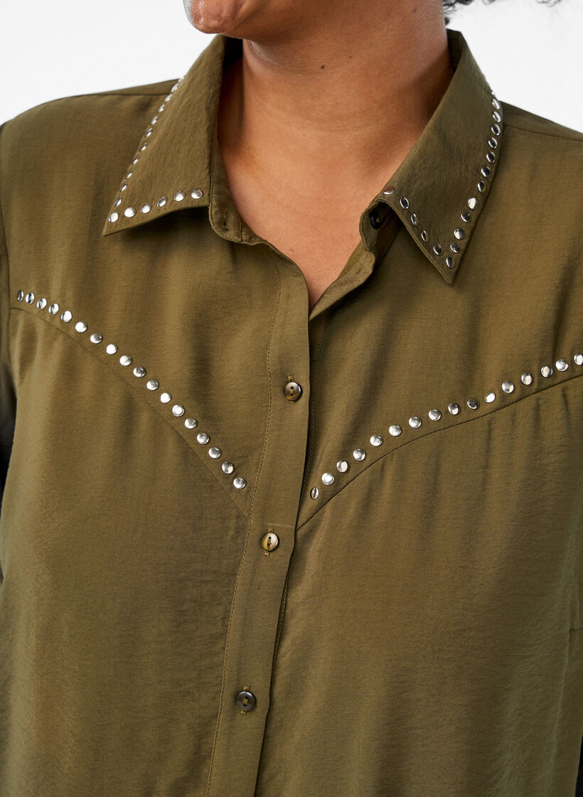Shirt with studs, Green, Model image number 3