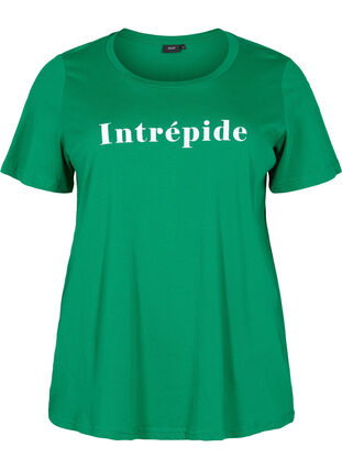 Short sleeve cotton t-shirt with text print, Jolly Green, Packshot image number 0