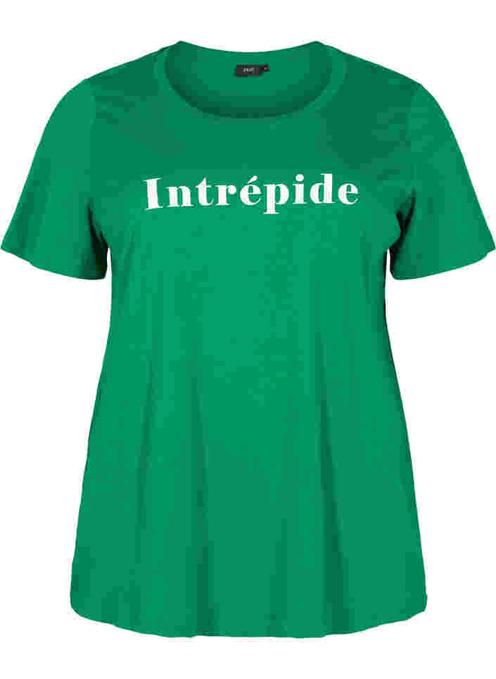 Short sleeve cotton t-shirt with text print, Jolly Green, Packshot image number 0