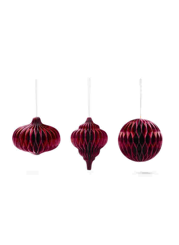 3-pack of Christmas decorations with magnetic closure, Wine Red, Packshot