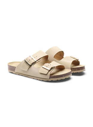 Wide-fit suede sandals, Almond, Packshot image number 3