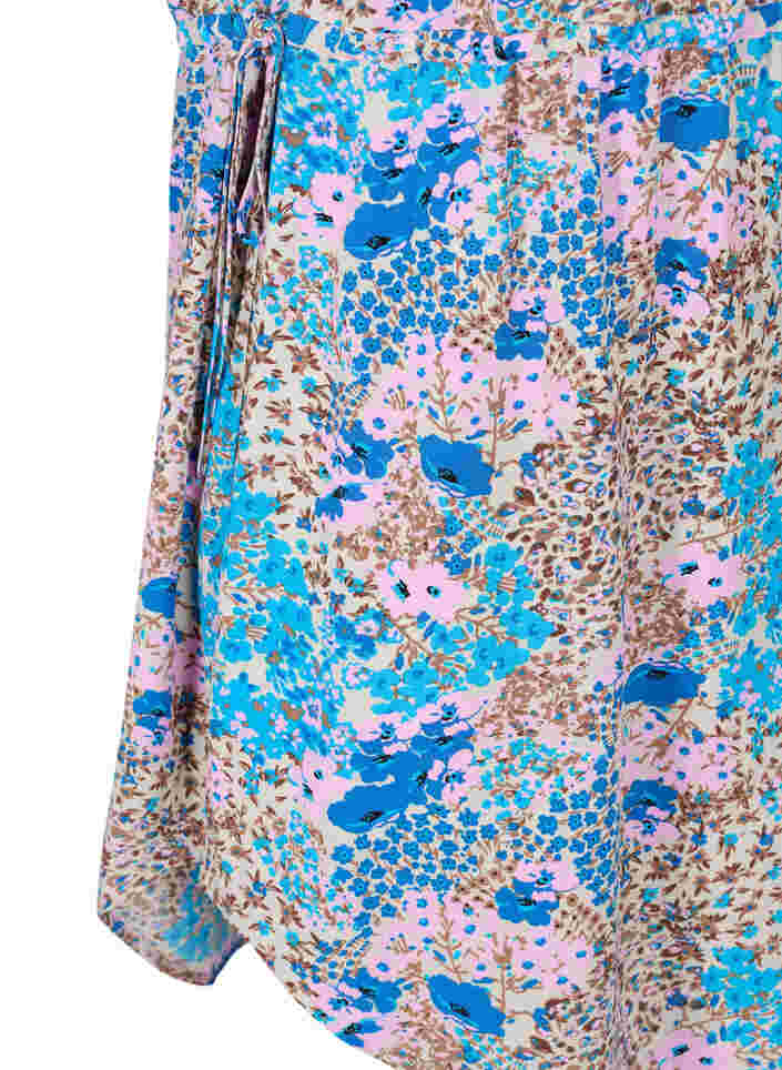 Patterned dress with drawstring details, Blue Rose Flower, Packshot image number 3